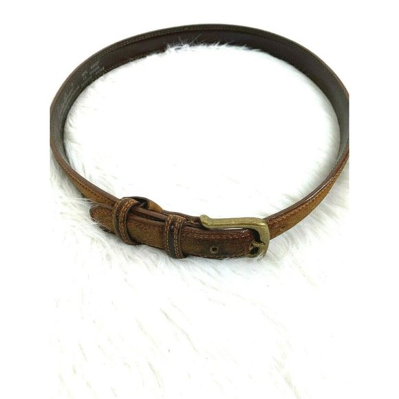 Eddie Bauer Leather Belt size 32 Mens Gold Tone Buckle 1883 USA Made - Picture 1 of 4